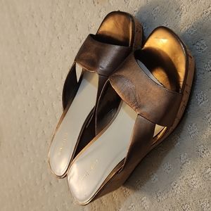 Nine West Cork Wedge Sandals size 8 in Metallic Brown